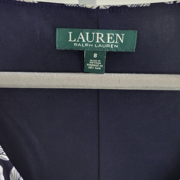 LAUREN RALPH LAUREN floral print  V-neck sleeveless faux wrap dress Sz 8… - Picture 7 of 8